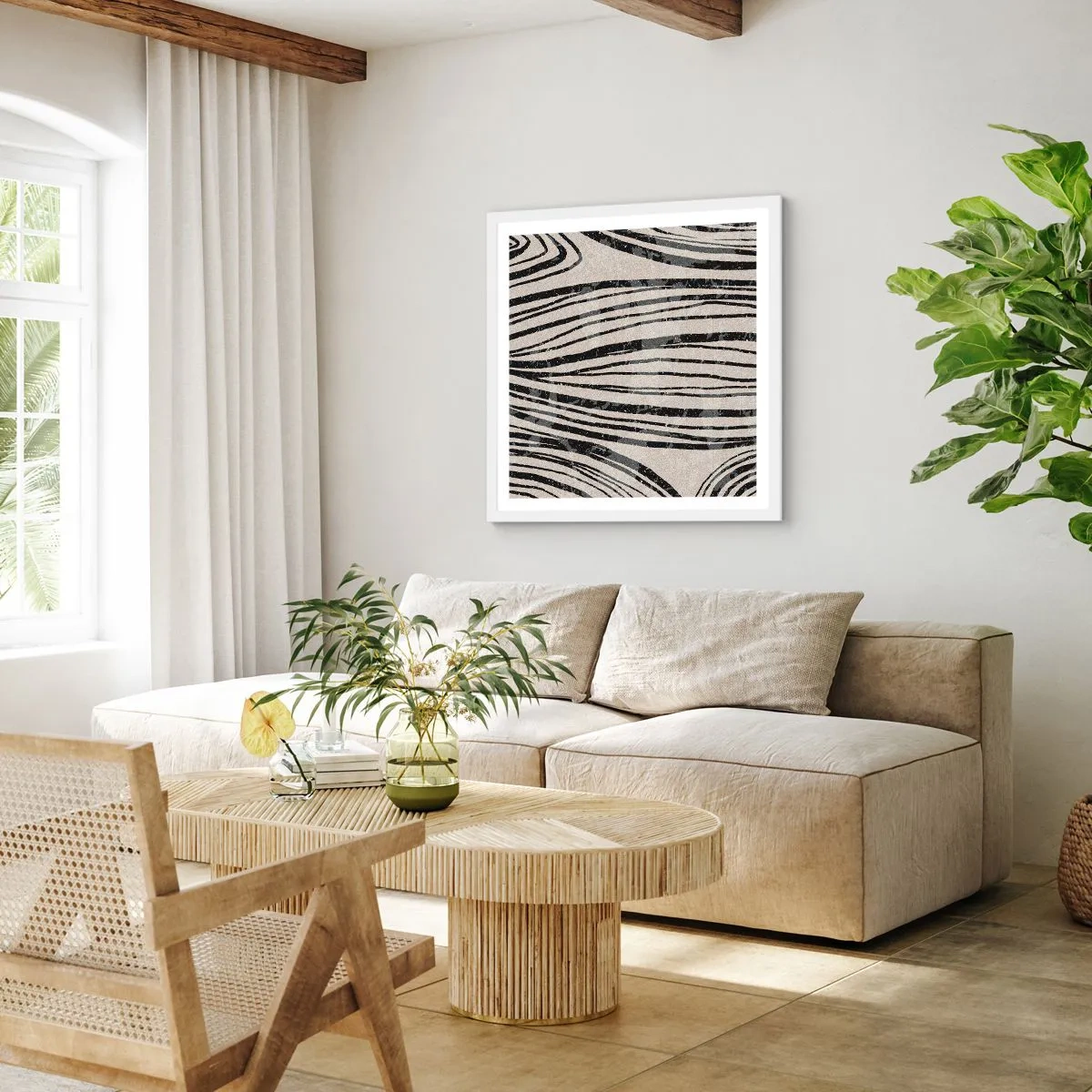 Pôster em moldura branca - Piscina em linha - 30x30 cm