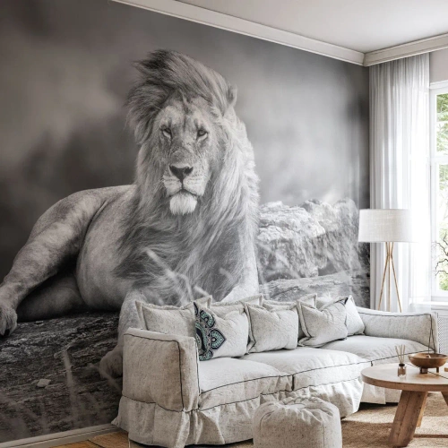Papel de Parede Autocolante Deluxe Sticker - Sesta real - Leão, Animais, Natureza - 200x140 cm