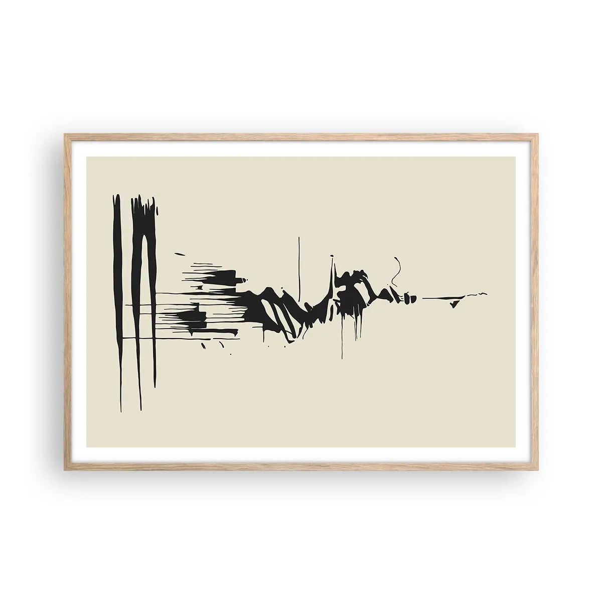 Pôster com moldura de carvalho claro - Abstração apressada - 100x70 cm