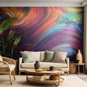 Papel de Parede Standard Eco - Pinceladas abstratas coloridas e giratórias - 100x70cm - O início de um novo mundo - Decoração de parede moderna para a sala de estar e quarto ARTTOR