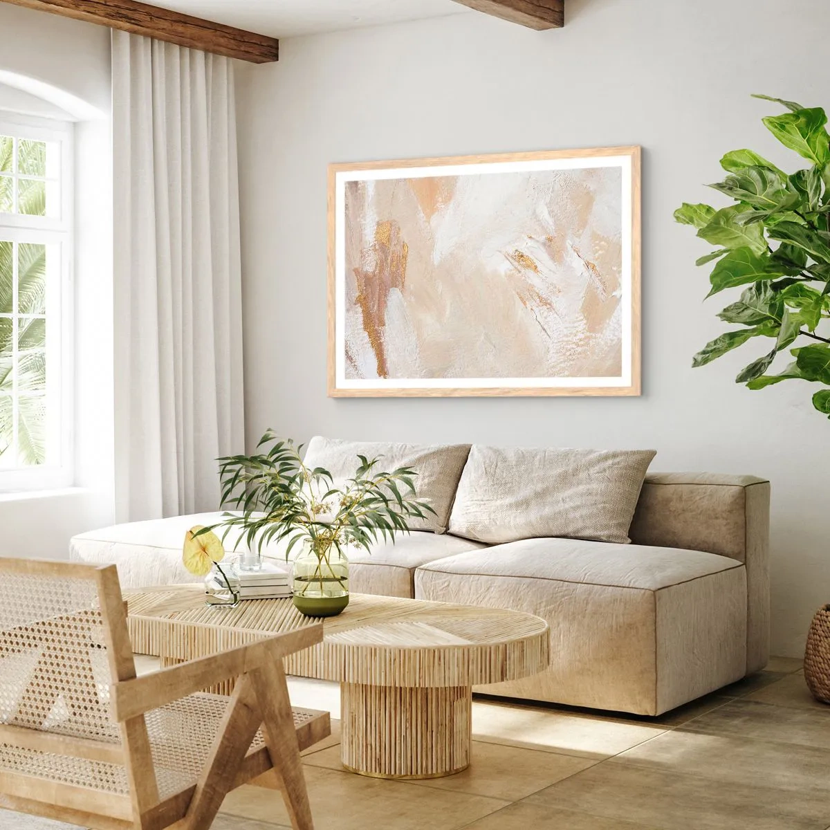 Pôster com moldura de carvalho claro - Composição pastel - 50x40 cm