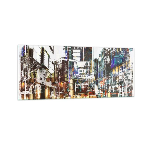 Quadro em vidro - Cidade cintilante - 100x40 cm