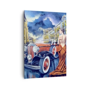 Quadro em tela - Música instrumental em azul e coral - 70x100 cm