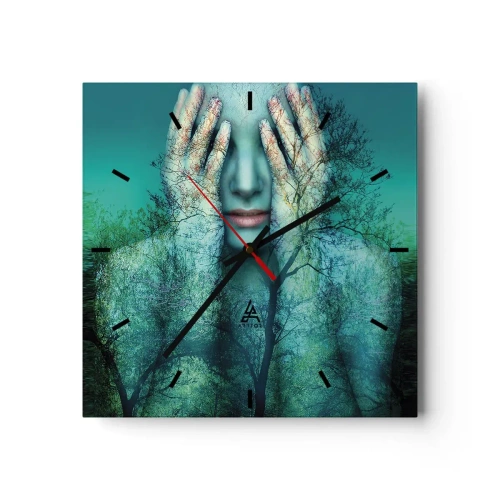 Relógio de parede - Relógio em vidro - Imersa em azul - 40x40 cm