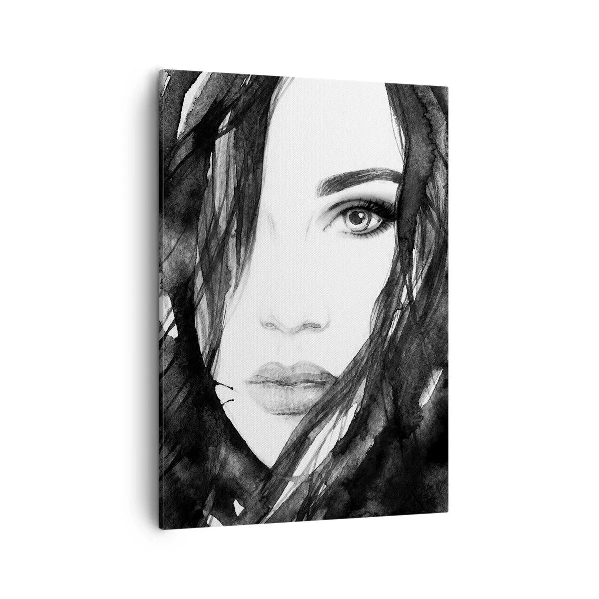 Quadro em tela - Retrato de uma dama a preto e branco - 50x70 cm