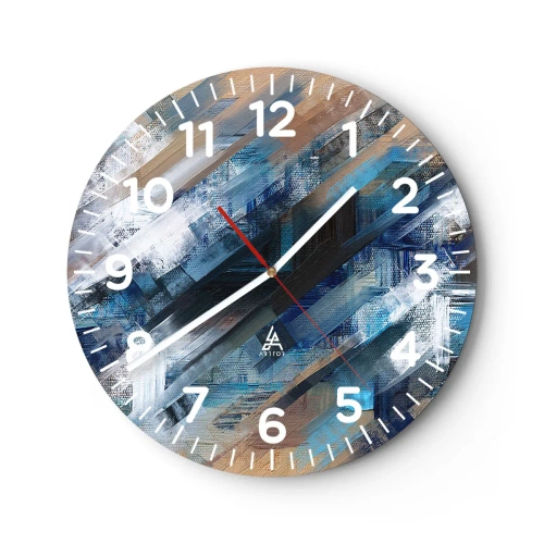 Relógio de parede - Relógio em vidro - Numa diagonal azul - 30x30 cm