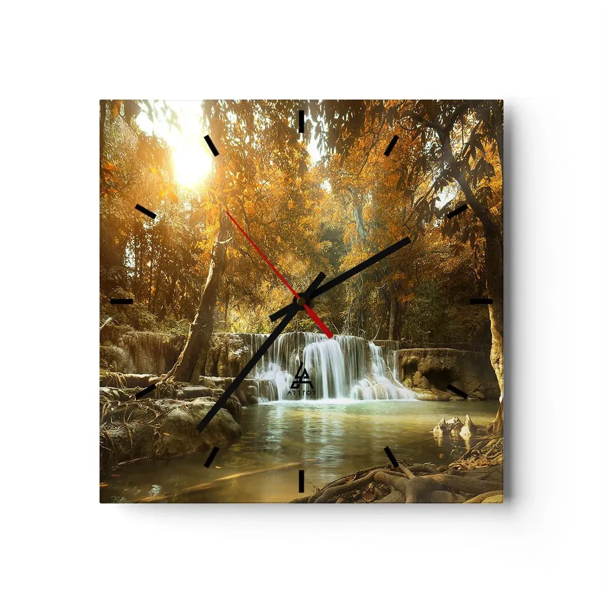 Relógio de parede - Relógio em vidro - A cascata do parque - 40x40 cm
