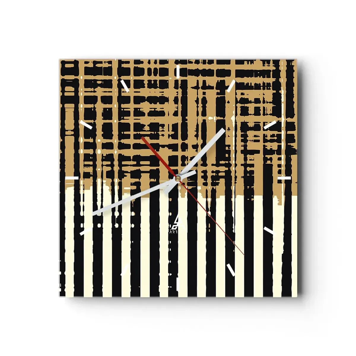 Relógio de parede - Relógio em vidro - Abstração arquitetónica - 30x30 cm