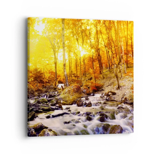 Quadro em tela - Pedras emolduradas em ouro e platina - 40x40 cm