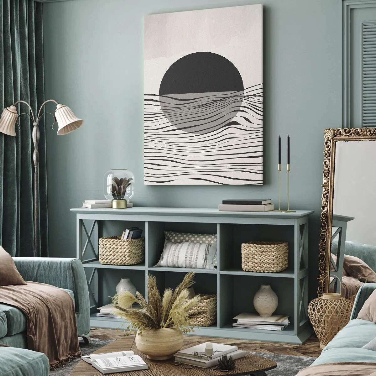 Quadro em tela - Composição da metade - 55x100 cm