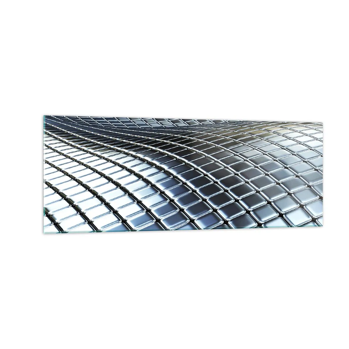 Quadro em vidro - Onda de prata metálica - 140x50 cm