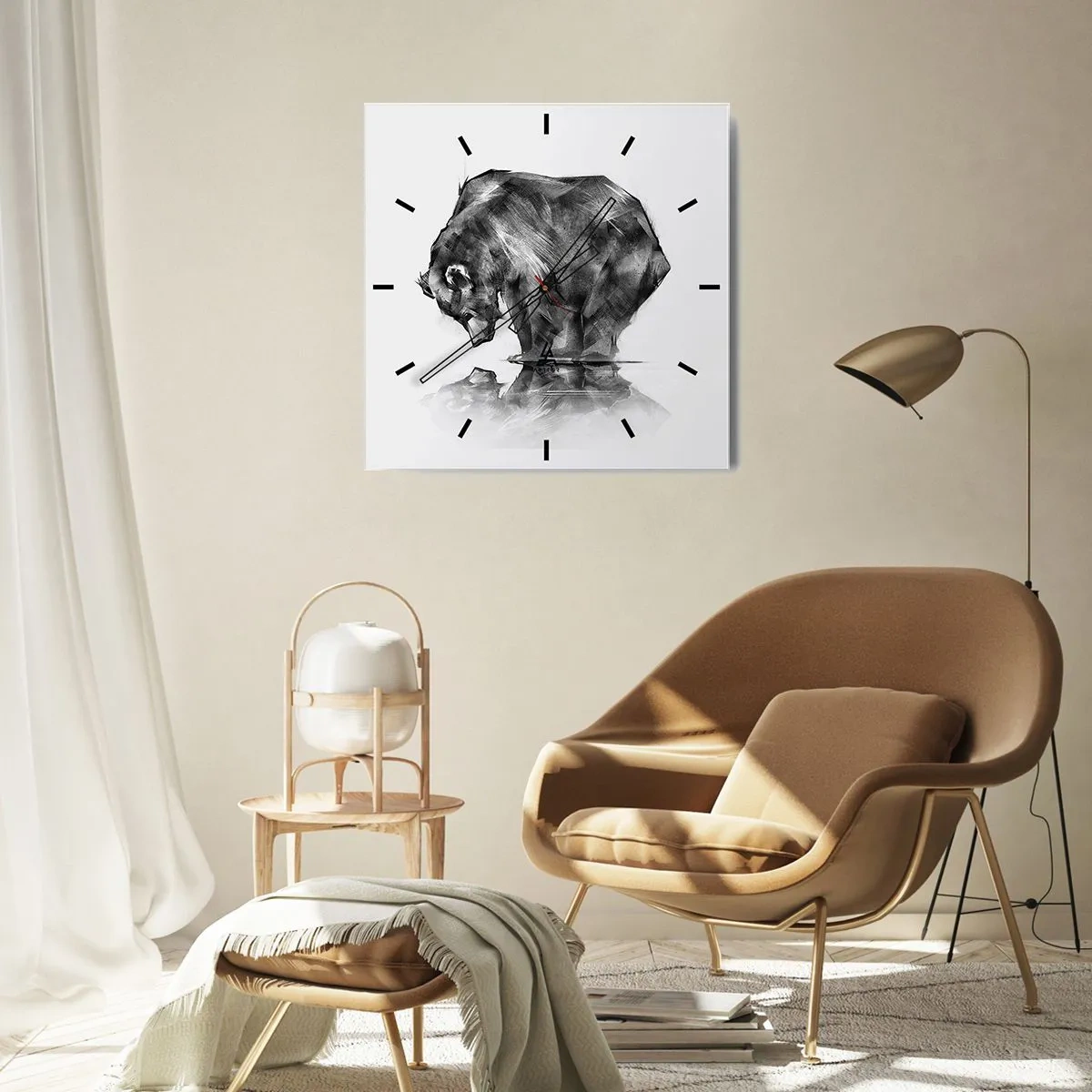 Relógio de parede - Relógio em vidro - É bom ver alguém próximo - 30x30 cm