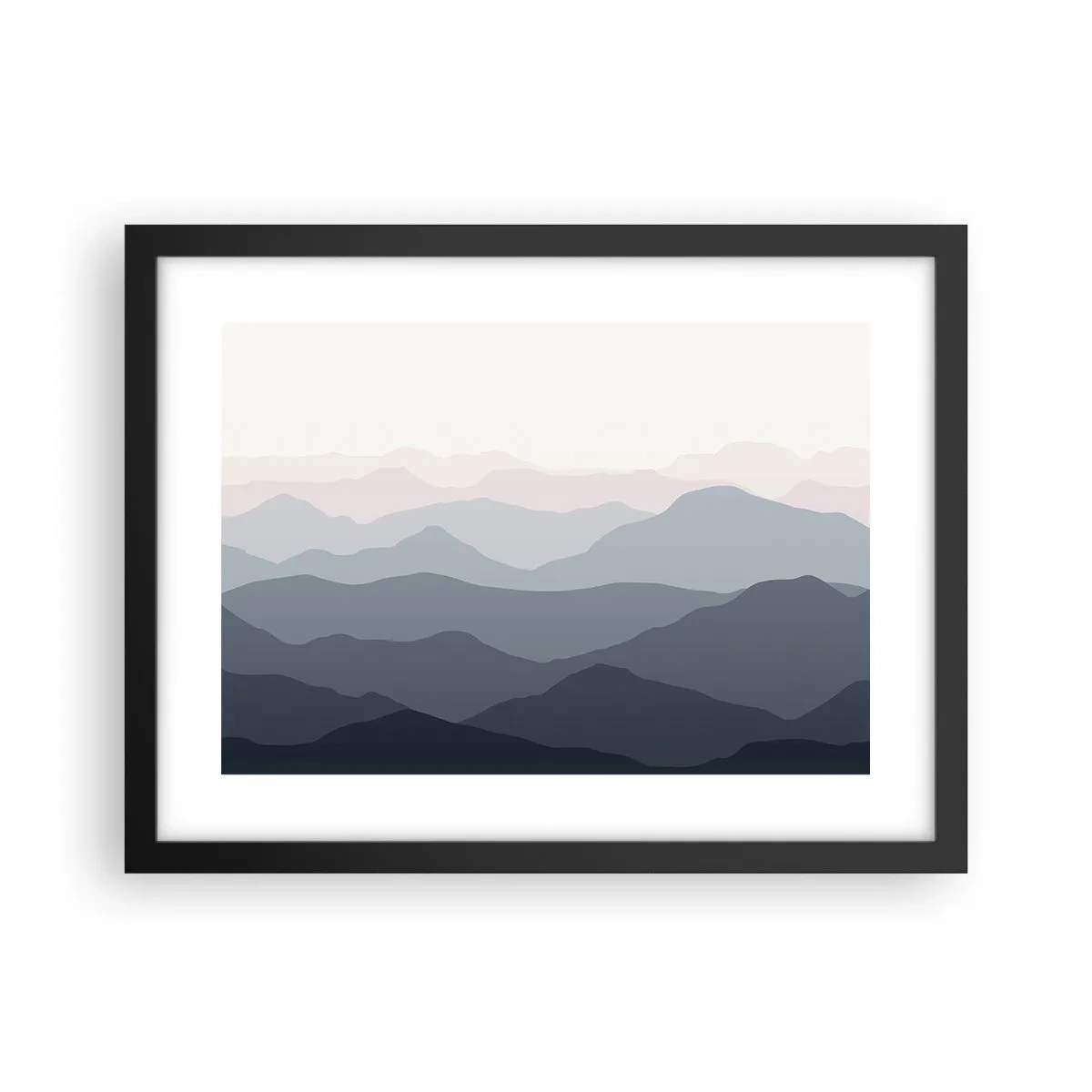 Pôster com moldura preta - Ondas de montanha - 40x30 cm