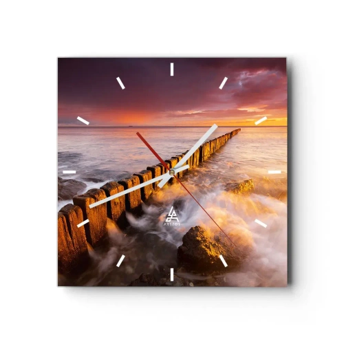 Relógio de parede - Relógio em vidro - A suavidade das ondas - 30x30 cm