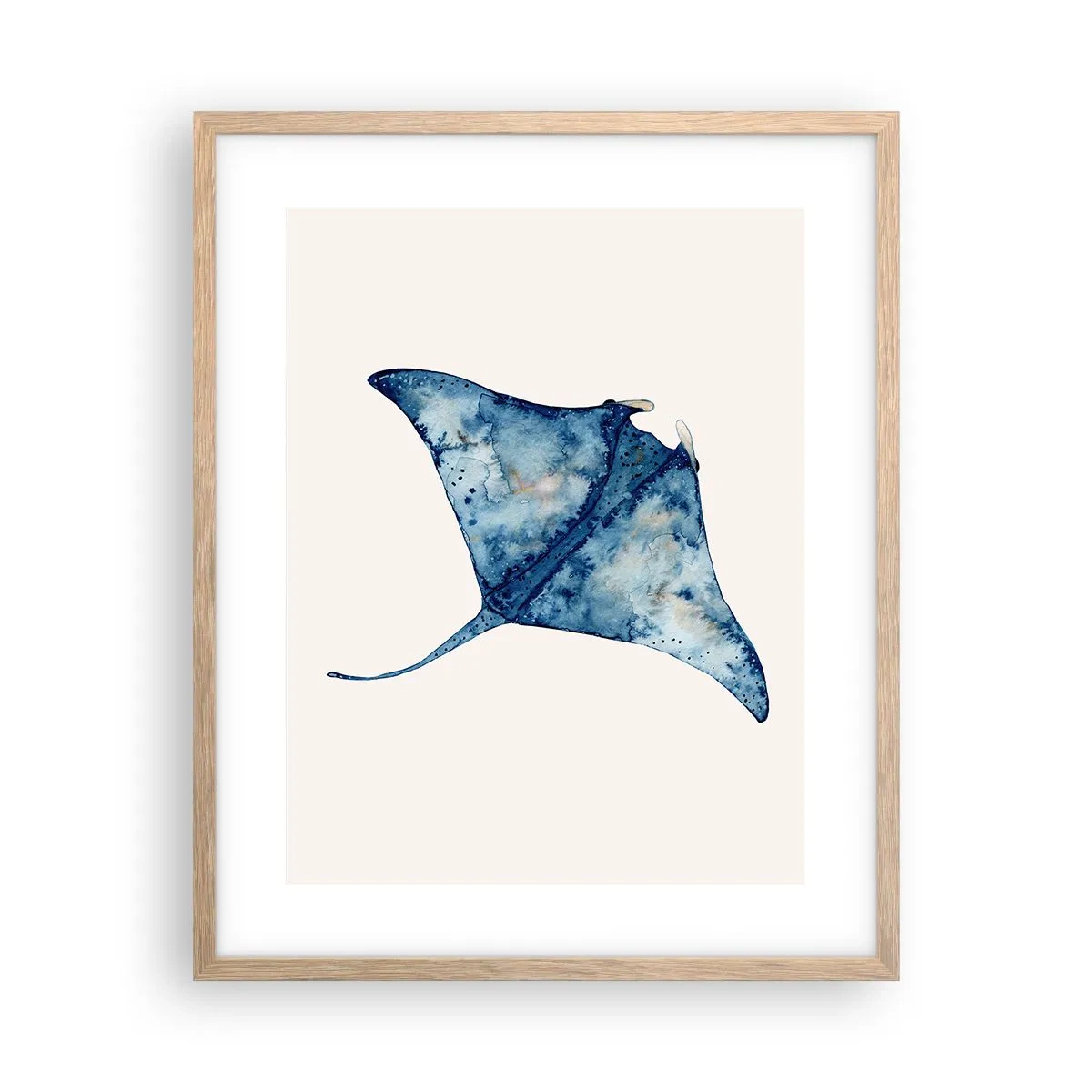 Pôster com moldura de carvalho claro - A vida em azul - 40x50 cm