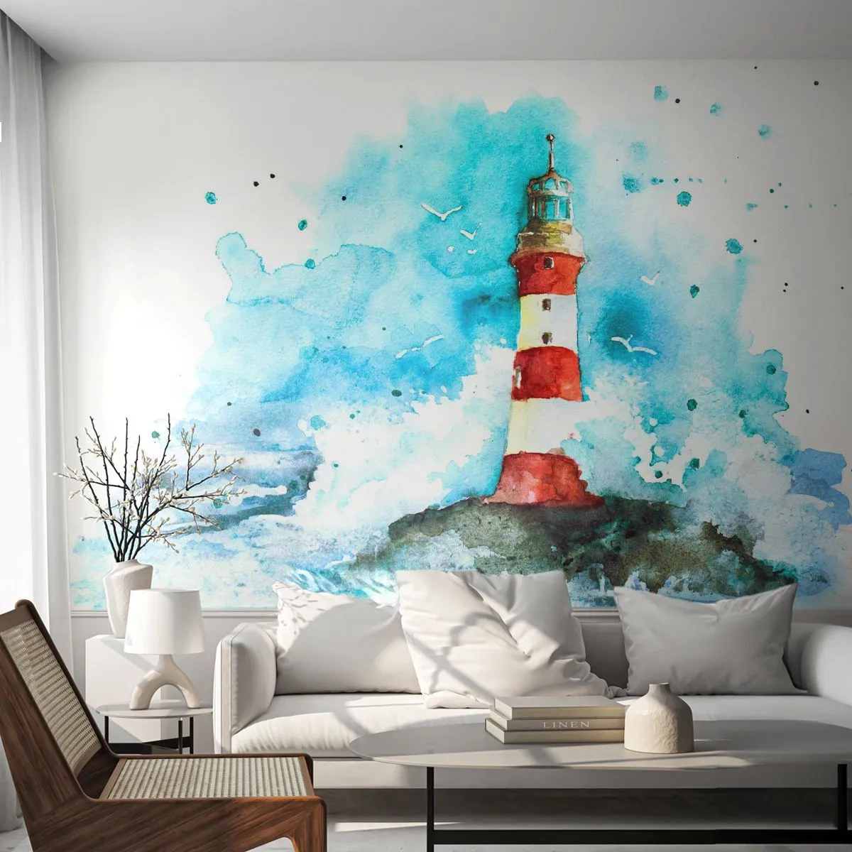 Papel de Parede Premium Sand - Unidade dos elementos da natureza - Farol, Paisagem, Gráficos - 100x70 cm