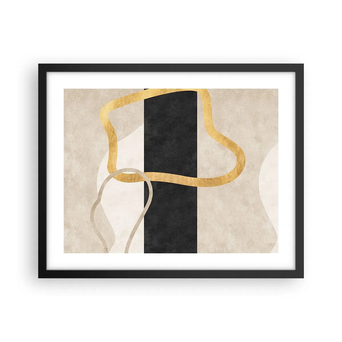 Pôster com moldura preta - Formas em loop - 50x40 cm