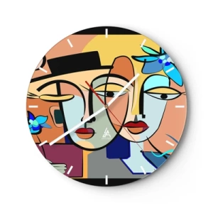 Relógio de parede - Relógio em vidro - O randez vous de Picasso - 40x40 cm