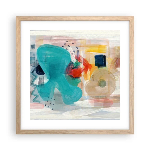 Pôster com moldura de carvalho claro - Jogo colorido - 40x40 cm