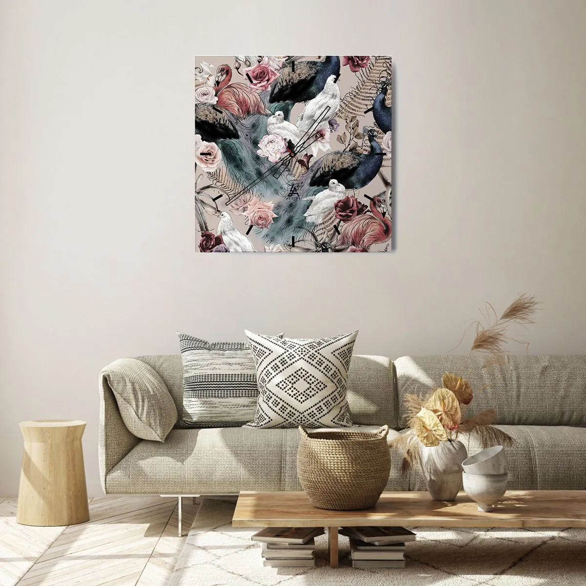 Relógio de parede - Relógio em vidro - No jardim do palácio - 30x30 cm