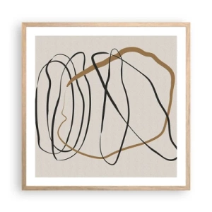 Pôster com moldura de carvalho claro - Composição – dança em loop - 60x60 cm