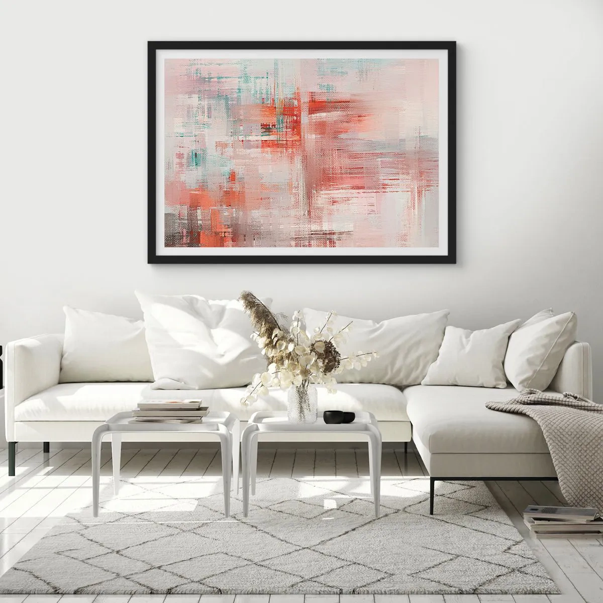 Pôster com moldura preta - Nebuloso. Mas rosa - 70x50 cm