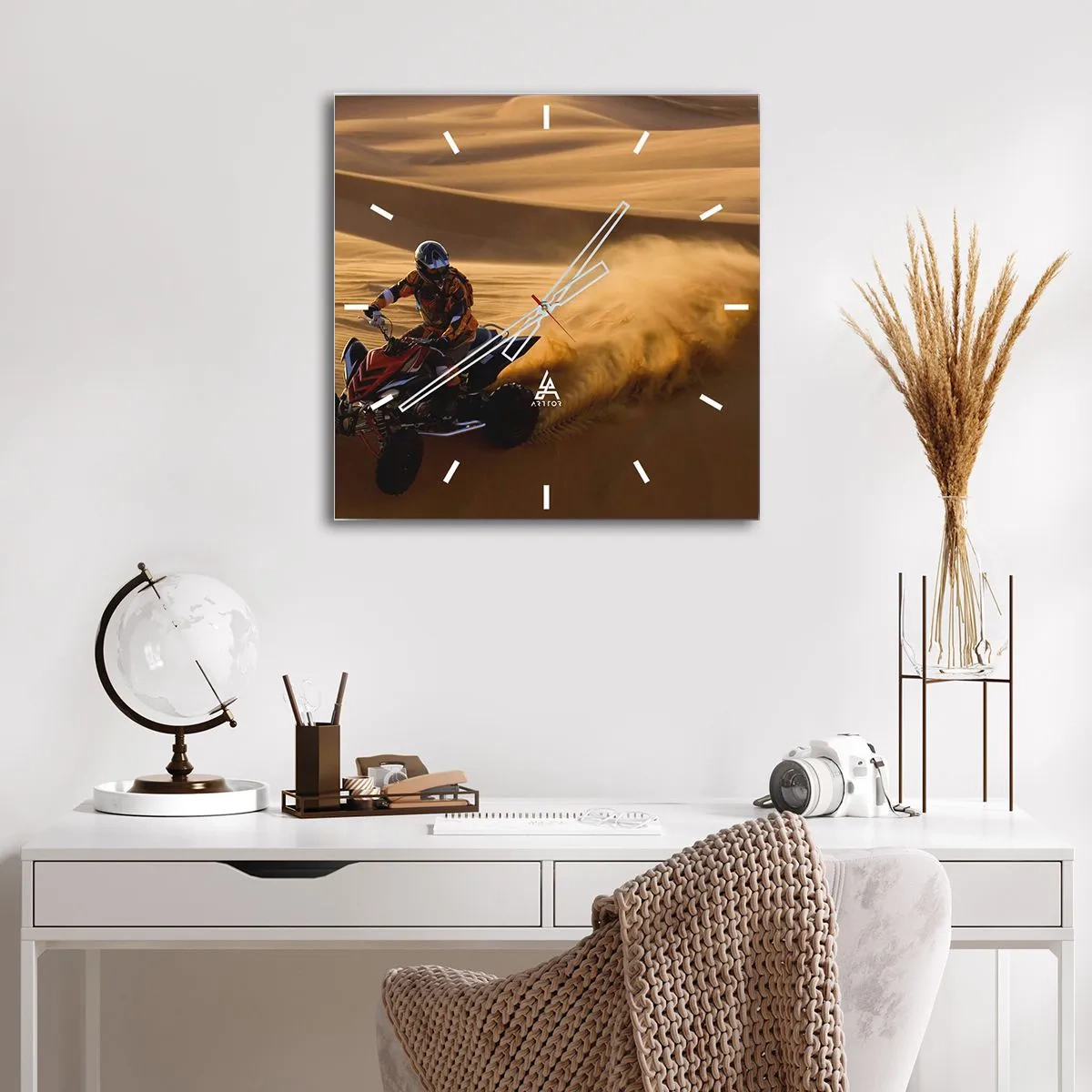 Relógio de parede - Relógio em vidro - Nas ondas de areia - 40x40 cm