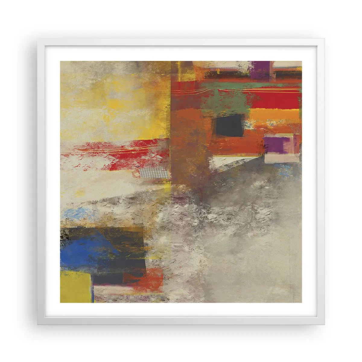 Pôster em moldura branca - Geometria das cores - 60x60 cm