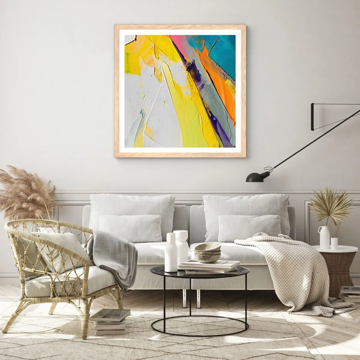 Pôster com moldura de carvalho claro - Anatomia da luz - 60x60 cm