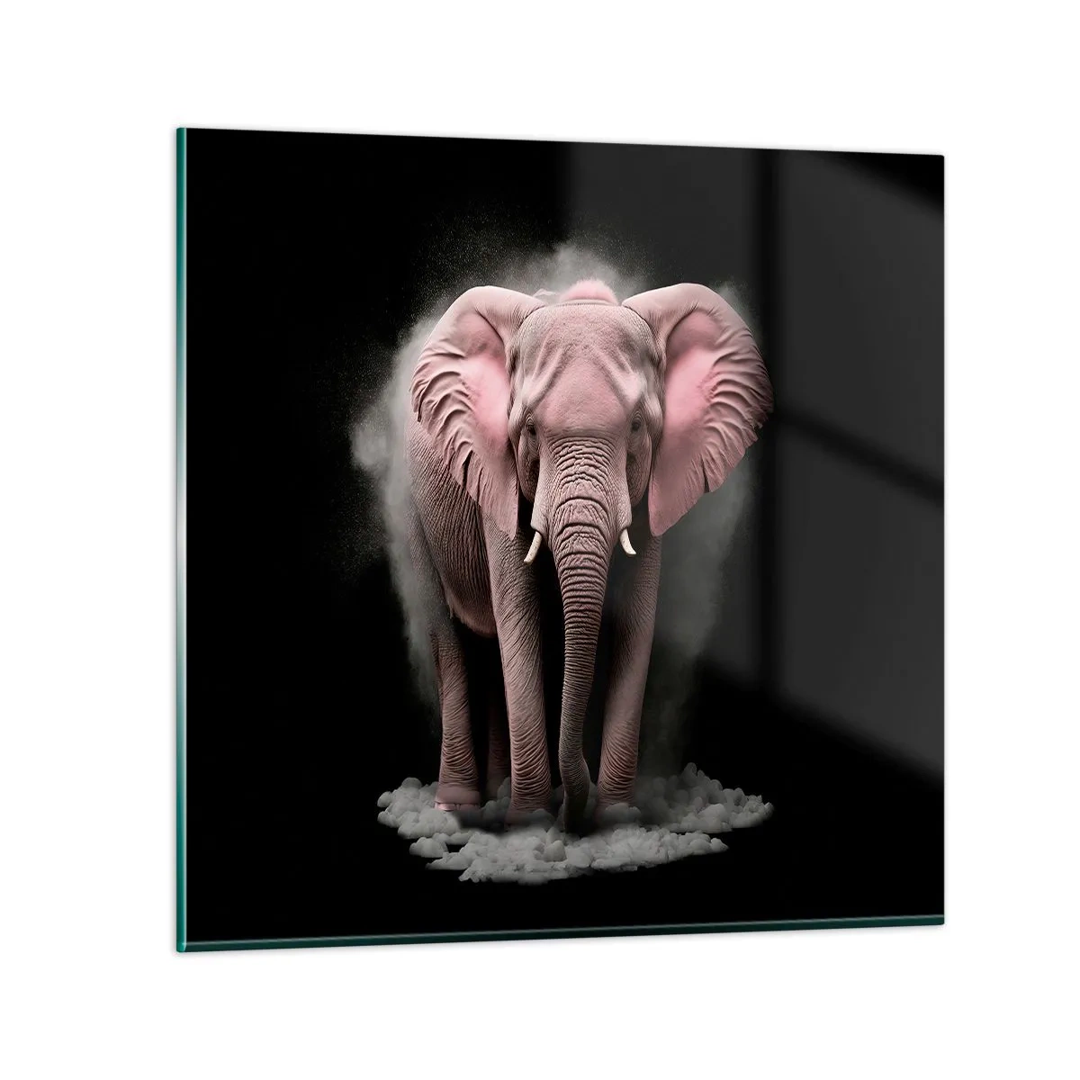 Quadro em vidro - Não pense em um elefante rosa! - 70x70 cm