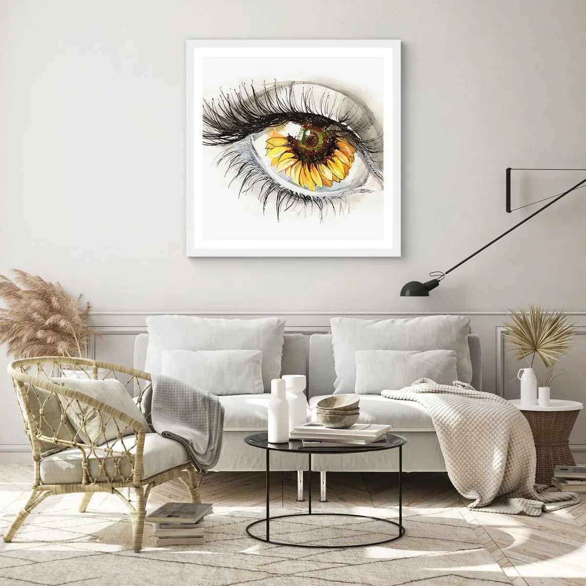Pôster em moldura branca - Um olhar tão quente como o verão - 30x30 cm