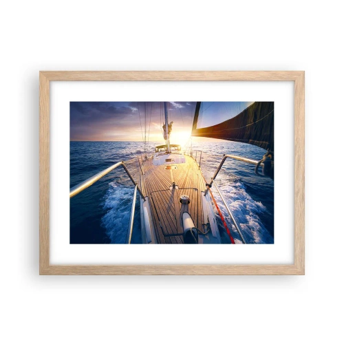 Pôster com moldura de carvalho claro - Correr sobre as ondas - 40x30 cm