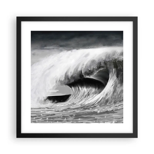 Pôster com moldura preta - A ira do oceano - 40x40 cm