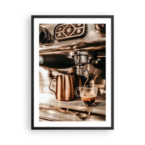 Pôster com moldura preta - Espresso aromático da máquina de café expresso - 50x70cm - Brilho de café - Decoração de parede moderna para a sala de estar e quarto ARTTOR