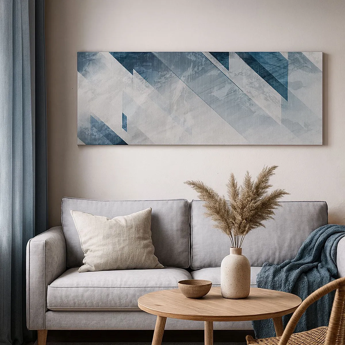 Quadro em tela - Arte espacial – movimento cinzento - 100x40 cm