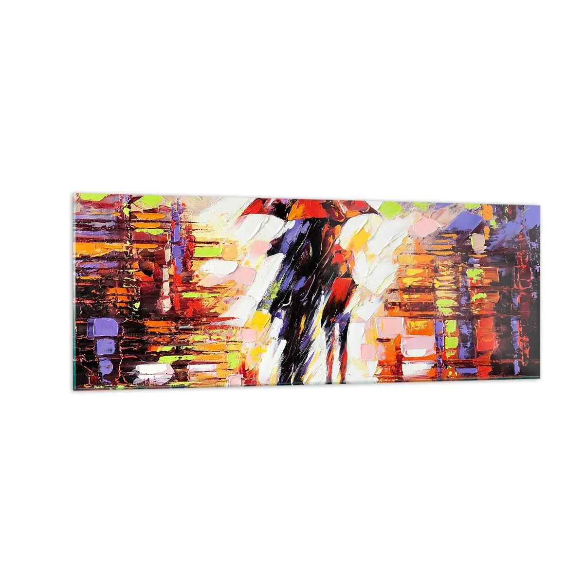 Quadro em vidro - Juntos durante a noite e a chuva - 140x50 cm