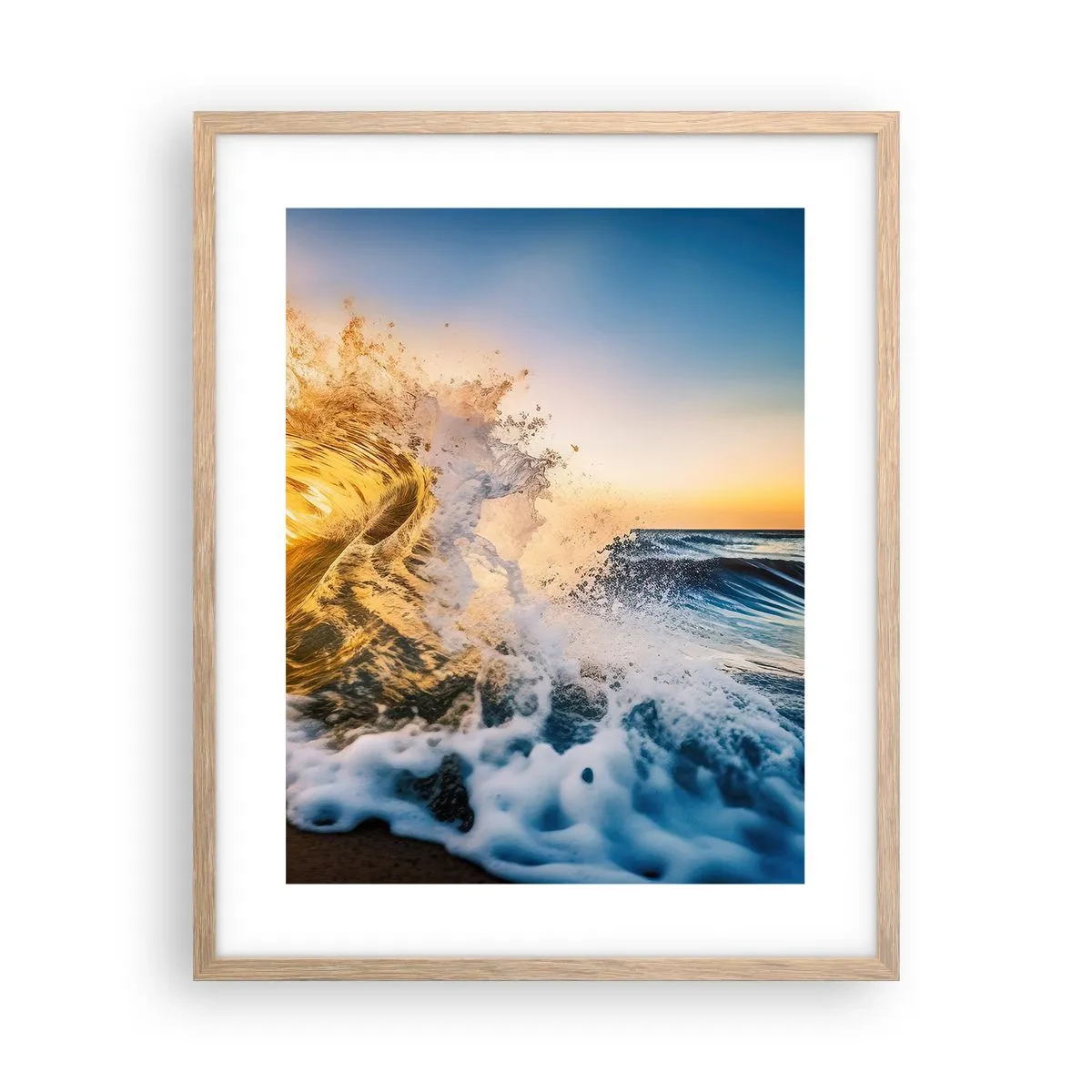 Pôster com moldura de carvalho claro - Diversão na areia - 40x50 cm