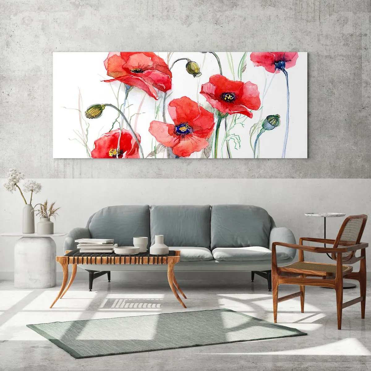 Quadro em vidro - Flores polacas - 90x30 cm