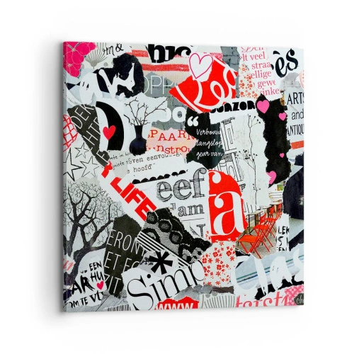 Quadro em tela - Colagem hipster - 70x70 cm