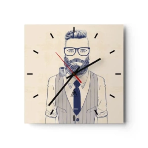 Relógio de parede - Relógio em vidro - Alegre, masculino e elegante - 30x30 cm
