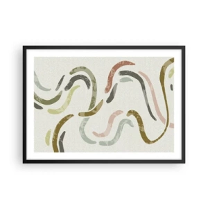 Pôster com moldura preta - Uma alegre dança de abstração - 70x50 cm