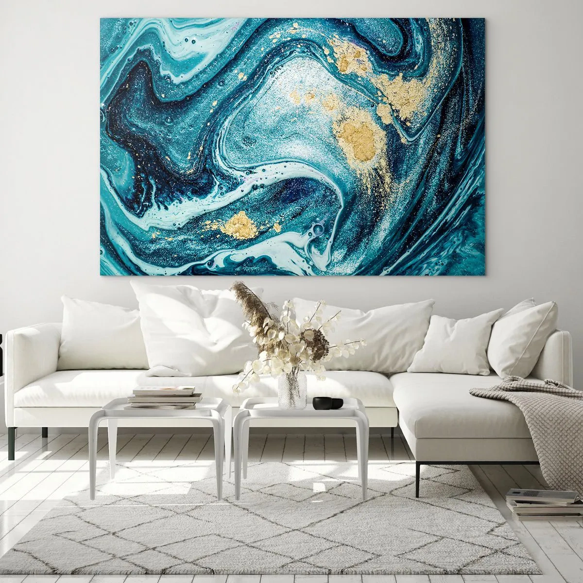 Quadro em vidro - Redemoinho azul - 100x70 cm