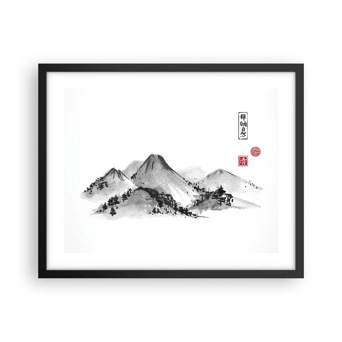 Pôster com moldura preta - Para além do vale - 50x40 cm