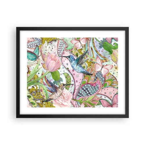 Pôster com moldura preta - Emaranhados em trepadeiras - 50x40 cm