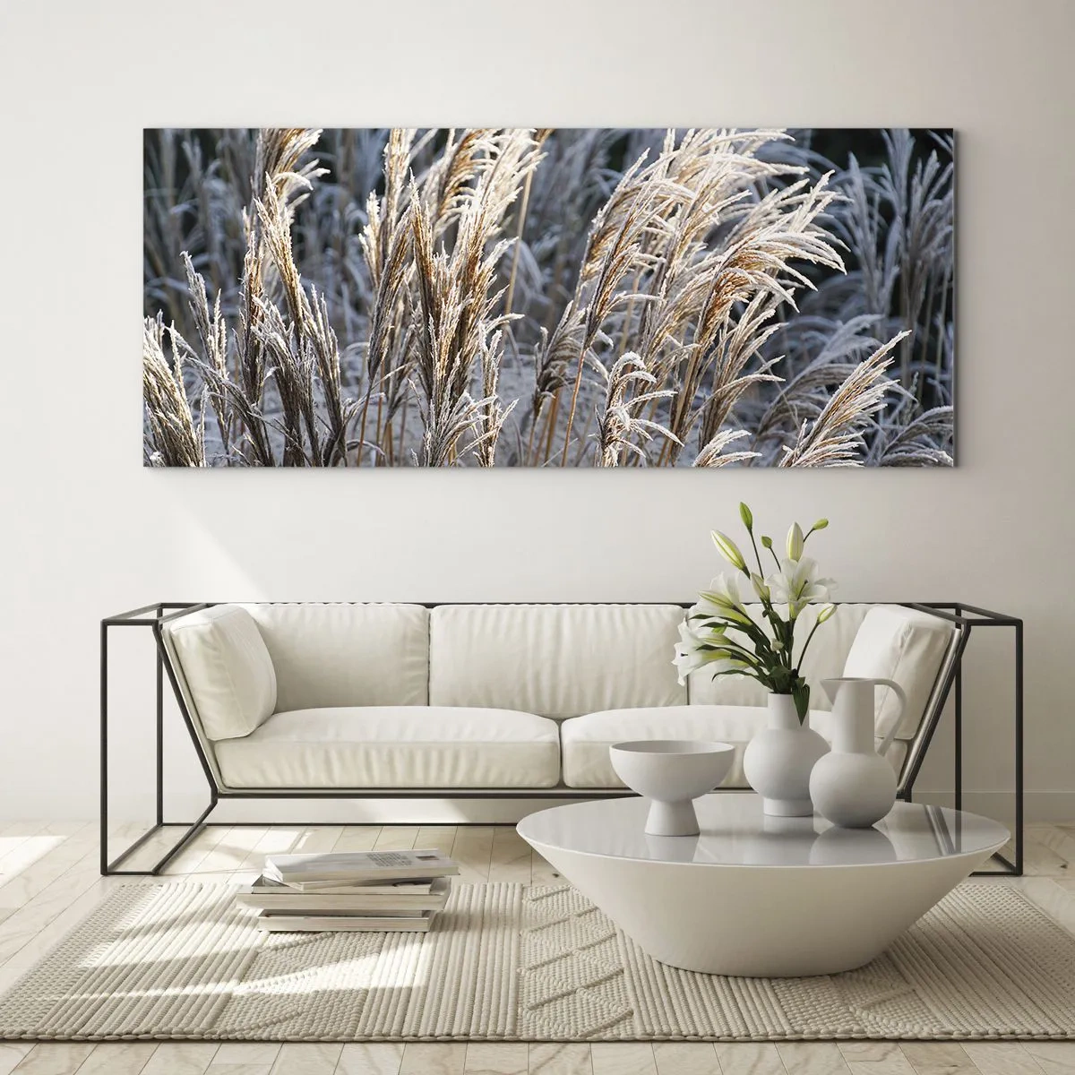 Quadro em vidro - Decorado com a geada - 100x40 cm