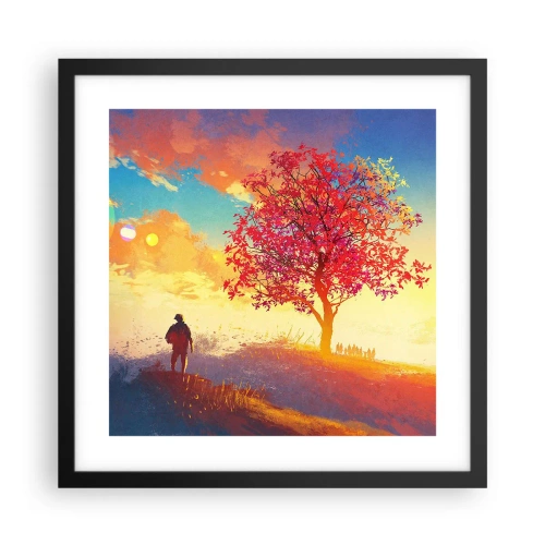 Pôster com moldura preta - O peregrino no seu destino - 40x40 cm