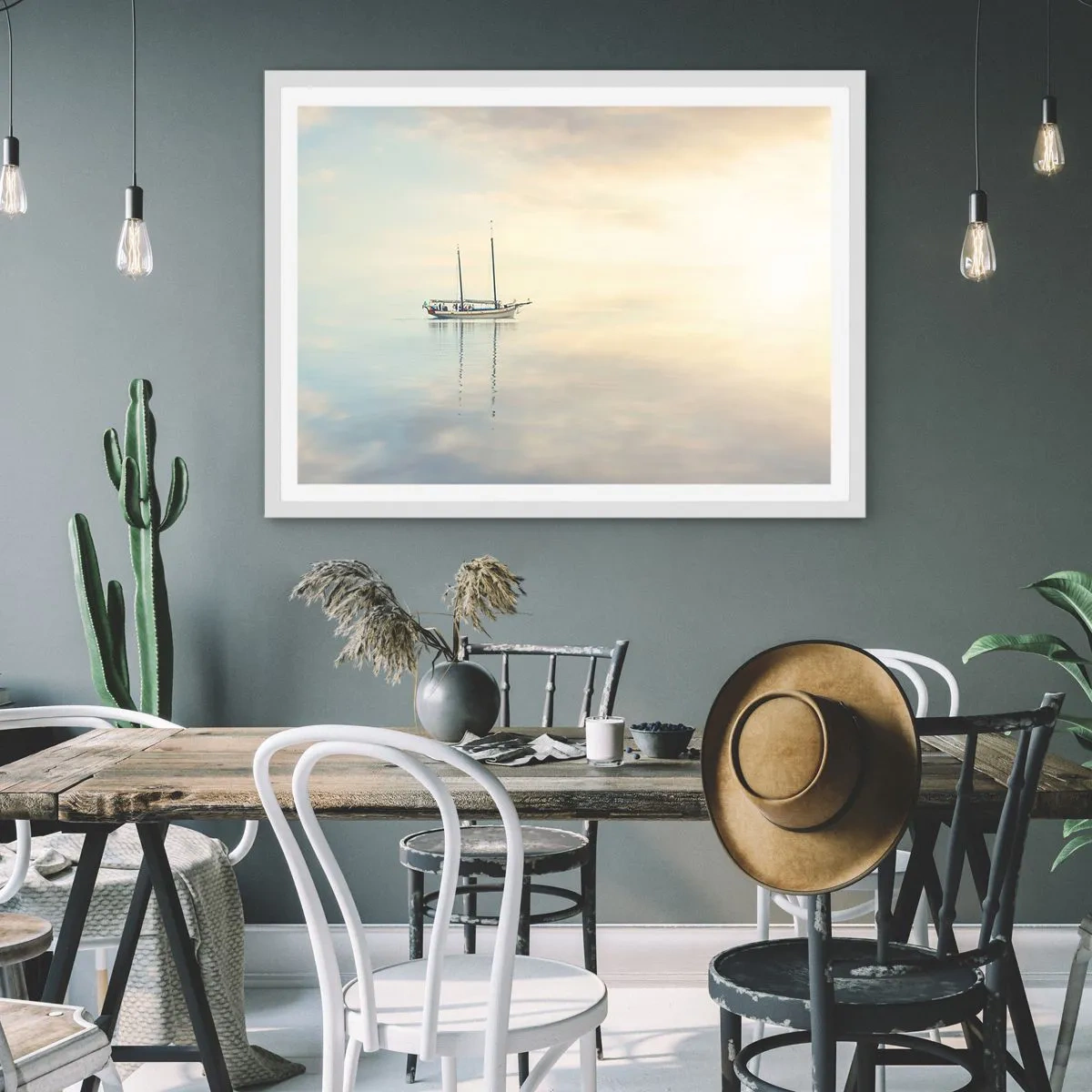 Pôster em moldura branca - Num mar de silêncio - 40x30 cm