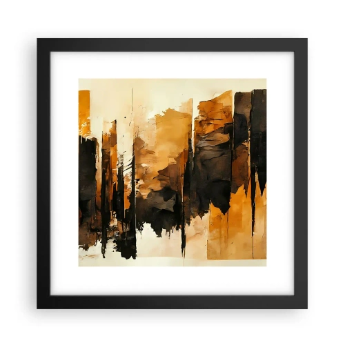 Pôster com moldura preta - Harmonia de preto e dourado - 30x30 cm