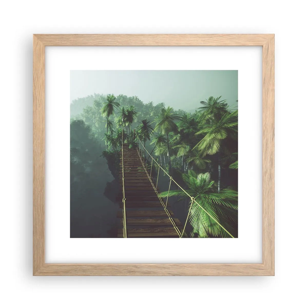 Pôster com moldura de carvalho claro - Sobre o verde fervente - 30x30 cm