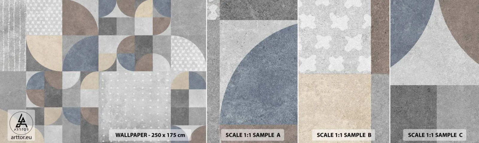 Amostra de Papel de Parede Standard Eco - Fantasia cerâmica - Abstração, Pedaço, Padrão Geométrico - 100x30 cm